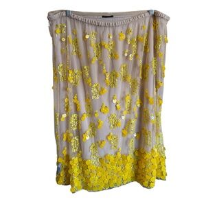 Jcrew flower sequin midi skirt yellow nude